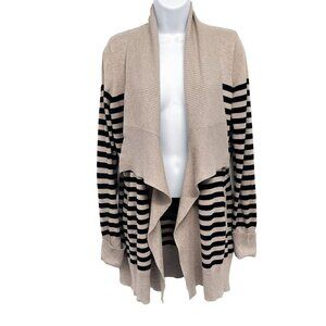 Red by Buckle Striped Long Sleeve Open Front Draped Knit Cardigan Sweater Top